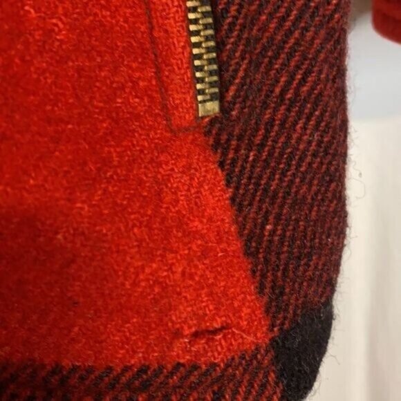 Vintage Johnson Mens Red Black Plaid Wool Hunting Jacket With Hood Multiple Pock - Picture 10 of 14